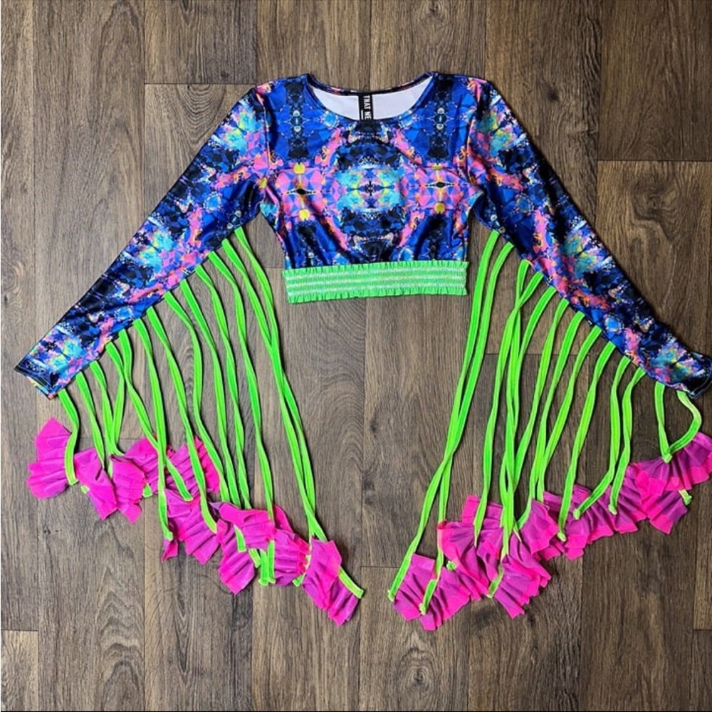That New Label Jellyfish Colorful Fringe Festival Top